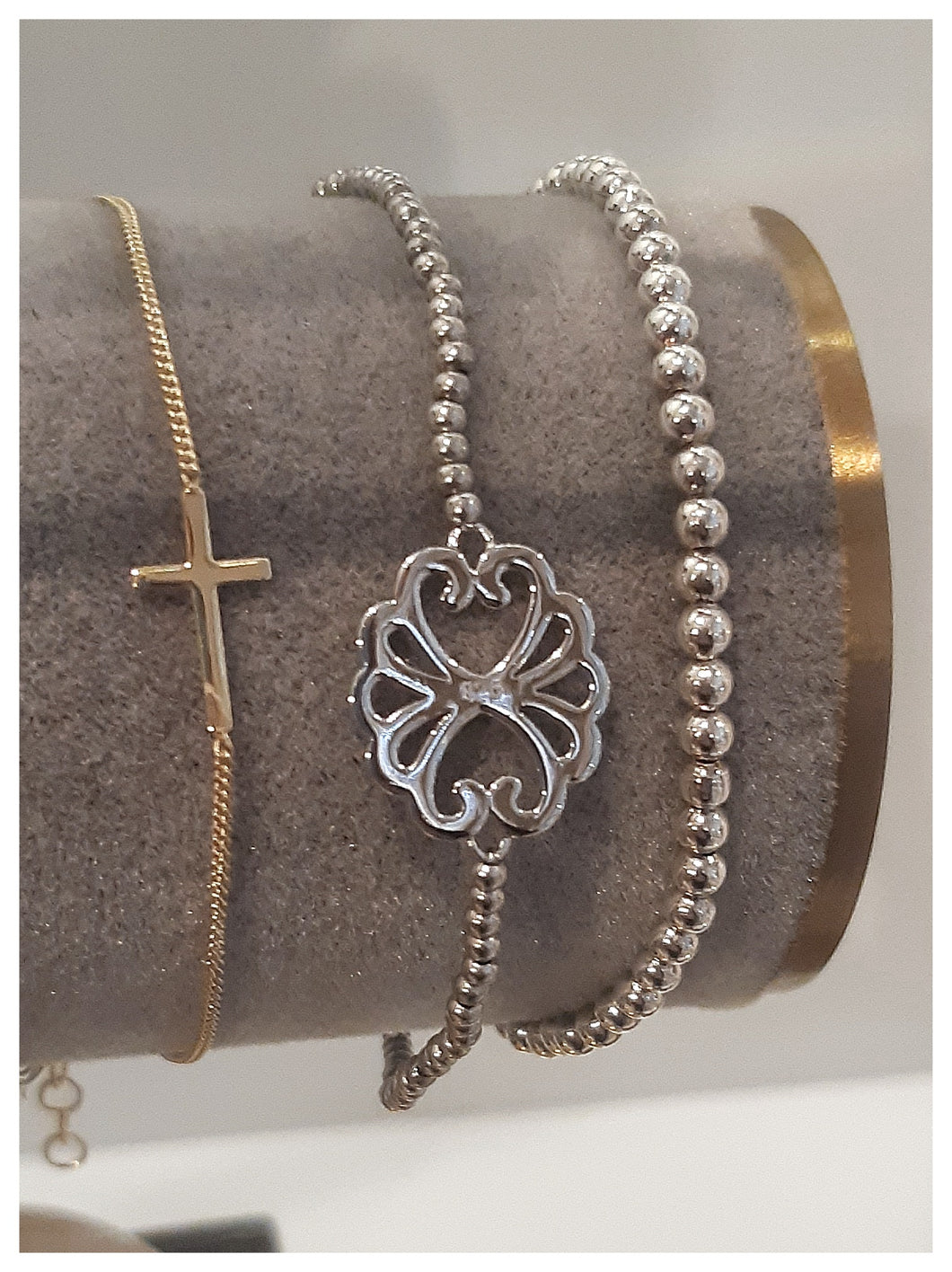 Bracelet - petites boules en argent 925 - simple & facile à combiner!!