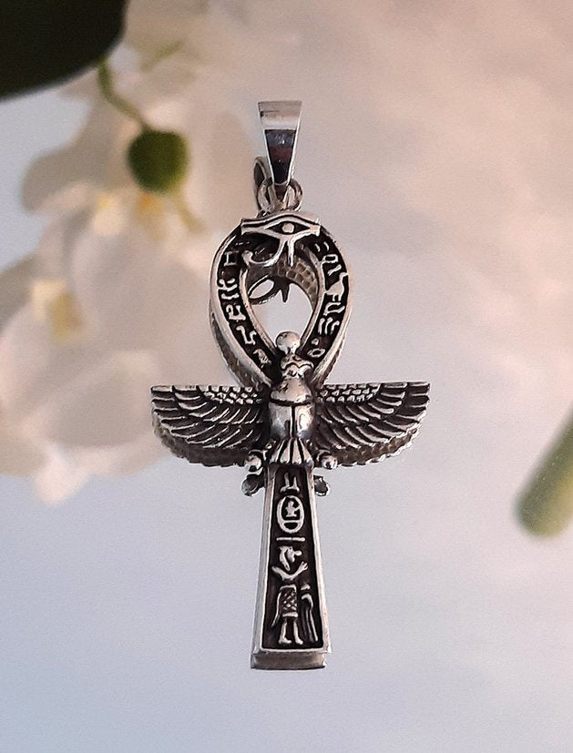 Superbe pendentif Ankh / Croix de VIe avec œil d'Horus - argent 925 - NEW