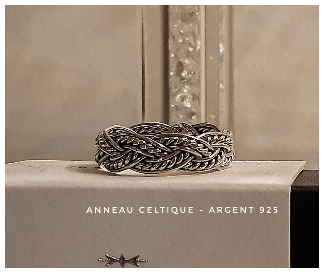 Anneau Celtique à double tresse fine en argent