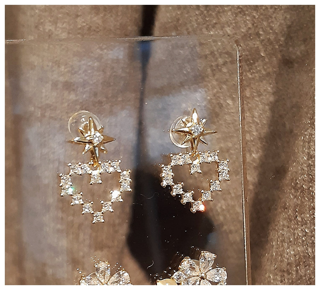 Boucles d'oreilles Cœurs - vermeil & diamants de synthèse artificiels