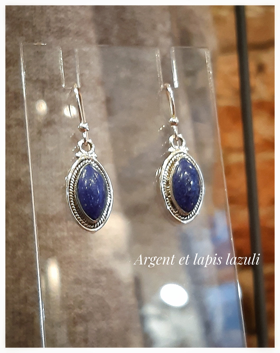 Boucles d'oreilles en argent & lapis lazuli naturel non teint - NEW