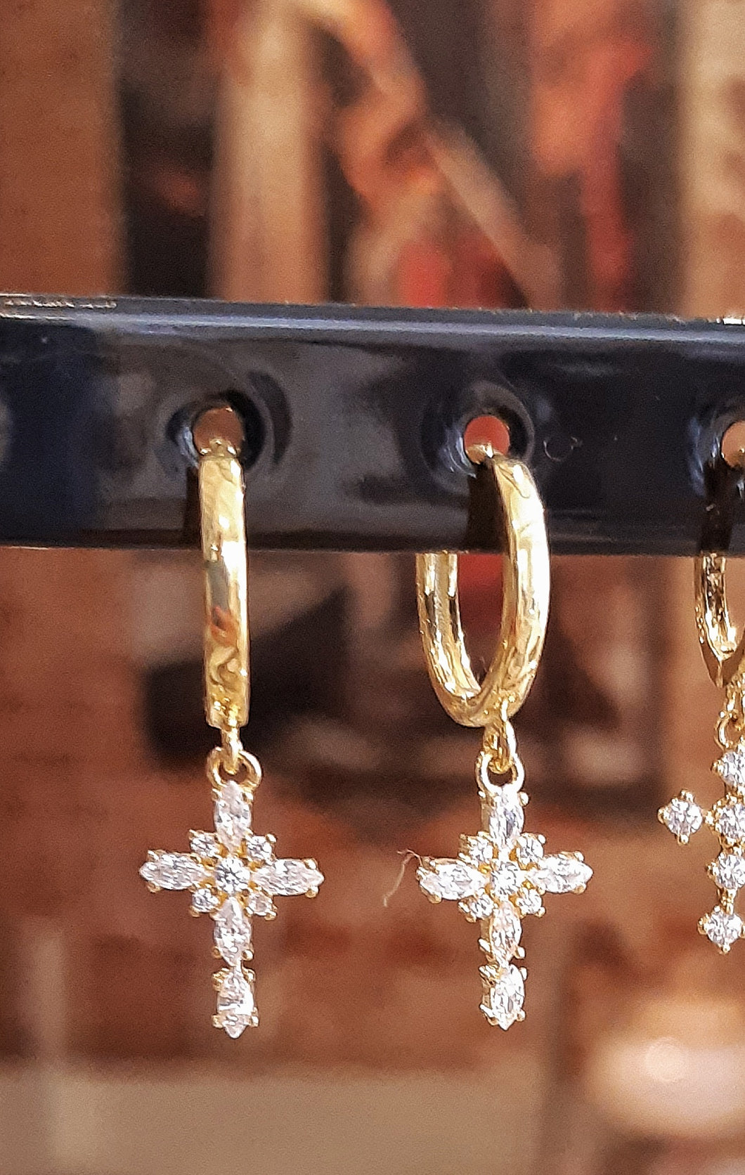 Superbes anneaux croix en vermeil sertis de zircons taillés - NEW