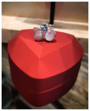 Jolie bague en argent avec opale rose, pierre de lune et aquamarine - NEW