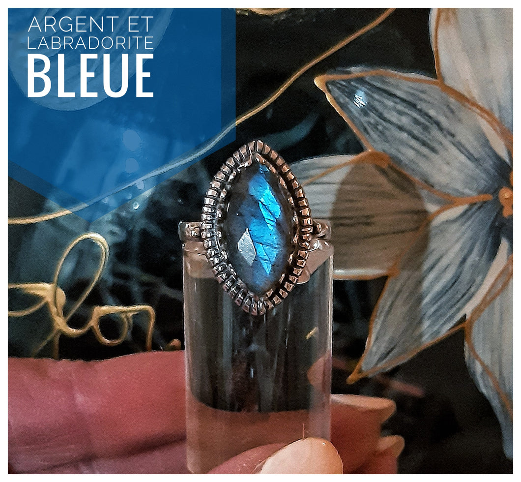 Bague en argent et labradorite bleue intense - NEW