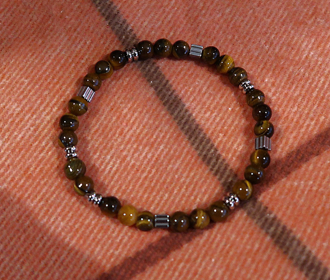 Bracelet masculin œil de tigre naturel & hématite - Top qualité - NEW