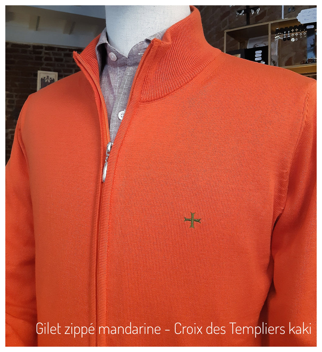 Gilet mandarine zippé - Croix des Templiers kaki - NEW