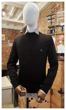 Pull noir col montant du S au 5XL - Croix de Templiers brodée de fil d'or - NEW