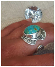 Magnifique bague de collection en argent & turquoise naturelle