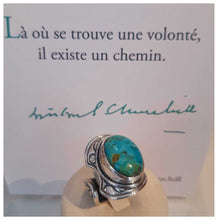 Magnifique bague de collection en argent & turquoise naturelle