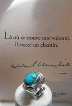 Magnifique bague de collection en argent & turquoise naturelle