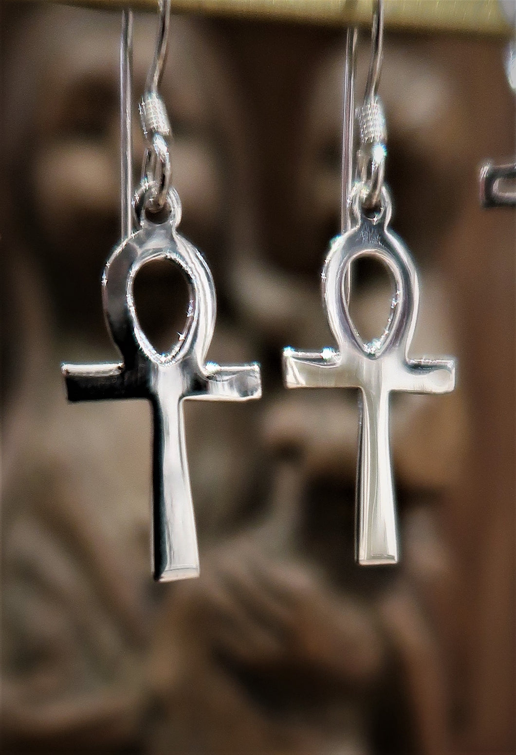 Boucles d'oreilles en argent - Croix Ankh ou croix de vie