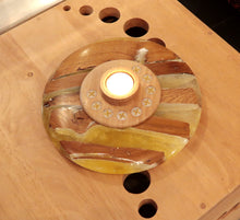 Superbe bougeoir en résine & noyer 9 Chevaliers Fondateurs - Pièce unique