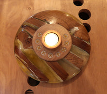 Superbe bougeoir en résine & noyer 9 Chevaliers Fondateurs - Pièce unique