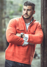 PULL COL ZIPPE MANDARINE & MARRON - 80% LAINE 20% CACHEMIRE