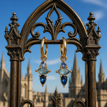 Boucles d'oreilles "Medicis" - inox doré plaqué or & cristaux autrichiens / 5 couleurs! NEW