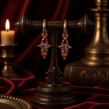Boucles d'oreilles "Medicis" - inox doré plaqué or & cristaux autrichiens / 5 couleurs! NEW