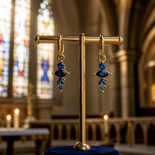 Boucles d'oreilles "Medicis" - inox doré plaqué or & cristaux autrichiens / 5 couleurs! NEW