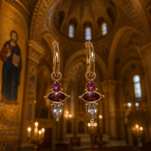 Boucles d'oreilles "Medicis" - inox doré plaqué or & cristaux autrichiens / 5 couleurs! NEW