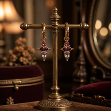 Boucles d'oreilles "Medicis" - inox doré plaqué or & cristaux autrichiens / 5 couleurs! NEW