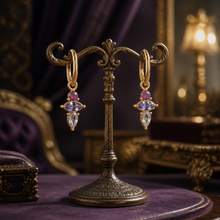 Boucles d'oreilles "Medicis" - inox doré plaqué or & cristaux autrichiens / 5 couleurs! NEW