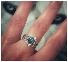 Bague elfique en argent 925 avec labradorite bleue - Très belle structure!