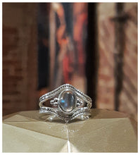 Bague elfique en argent 925 avec labradorite bleue - Très belle structure!