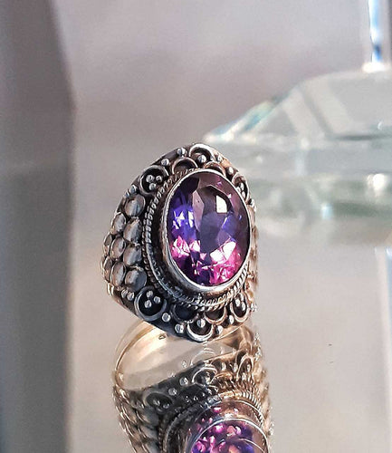 Superbe bague en argent &  améthyste violet intense  - NEW