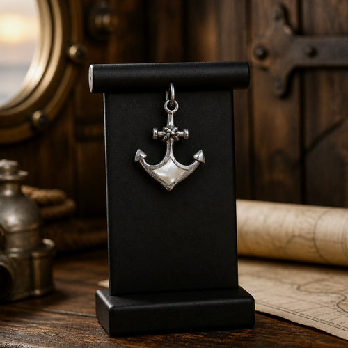 Ancre de Marine en argent & nacre blanche /  Pendentif - Espérance