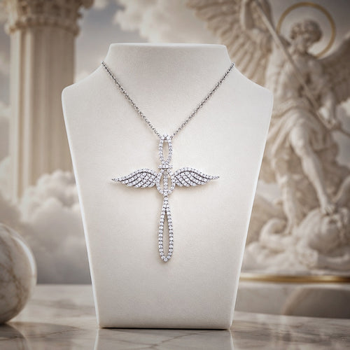 Croix Ange en Argent 925 & zircons naturels