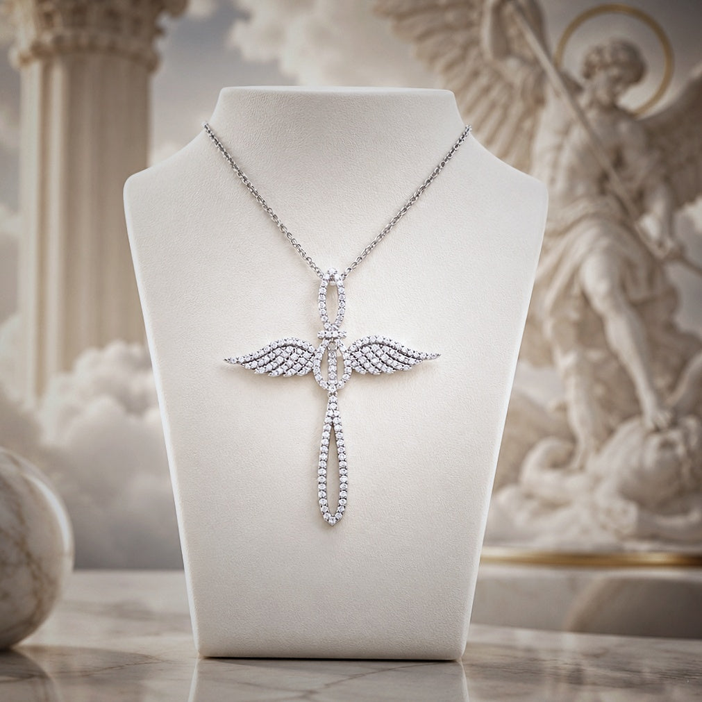 Croix Ange en Argent 925 & zircons naturels