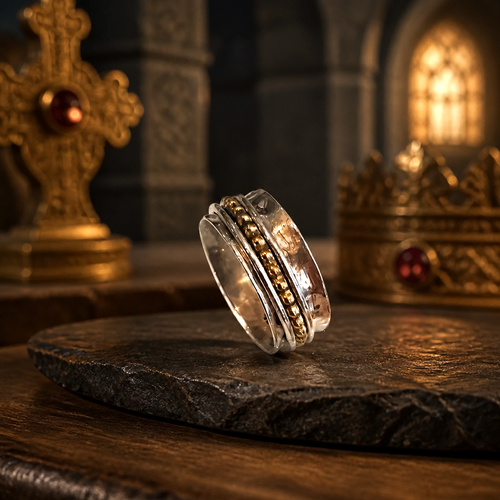 Anneau Mérovingien en argent 925 & cuivre - Réplique ancestrale