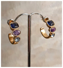 NEW - Anneaux / boucles d'oreilles Swarovski - cristaux bleu nuit, ciel et violet