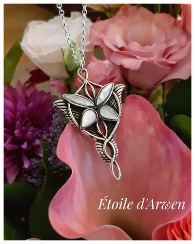 Pendentif  Etoile d'Arwen en argent & nacre naturelle - Réassort 2024