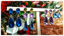 Boucles d'oreilles "so chic" Swarovski - Tricolores (vert, bleu, violet):  -  NEW