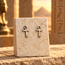 Boucles d'oreilles - Petites croix Ankh en argent 925