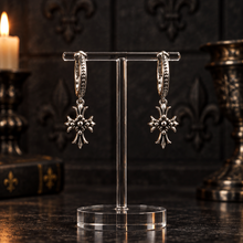 Boucles d'Oreilles Croix Fleurs de Lys  – Argent 925