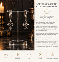 Boucles d'Oreilles Croix Fleurs de Lys  – Argent 925