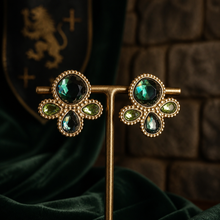 Boucles "Jardin d’Émeraude" -  Inox Doré & Cristaux Verts - Made in France