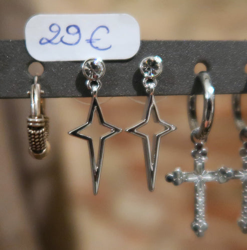Boucles d'oreilles étoiles du berger en inox argenté & zircon  - NEW