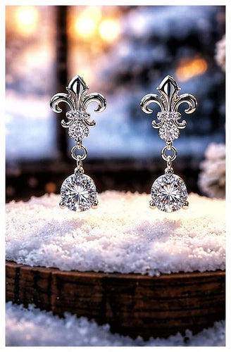 VENDUES - Boucles d'oreilles en argent 925 Fleur de Lys & moissanites - WOW!