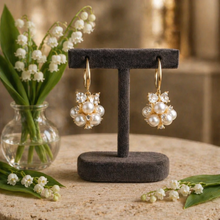 VENDUES - Boucles d'oreilles Miss Terre "grappes de perles" plaquées or - NEW