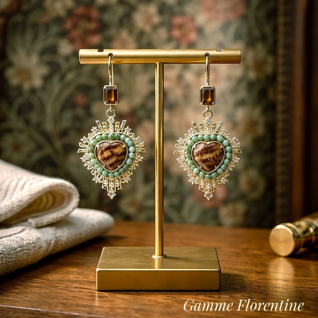 Très jolies boucles d'oreilles Sacré Coeur - Gamme Florentine - NEW