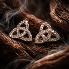 Boucles d'oreilles "Noeud Celtique / Triquetra" - cristaux très brillants