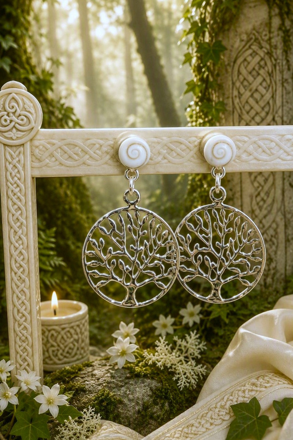 Boucles d'oreilles Arbre de Vie en argent & Oeil de Shiva - NEW