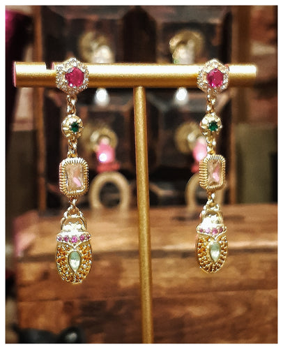 Très belles boucles d'oreilles baroques en vermeil & pierres naturelles - Gamme Florentine - NEW