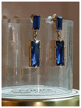Elégantes boucles d'oreilles Swarovski  - Rectangles "Bleu métallisé" -  NEW