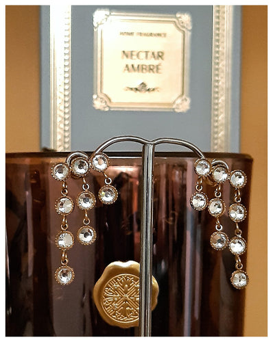 Boucles d'oreilles Cascades scintillantes en inox mordoré & cristaux Swarovski - NEW