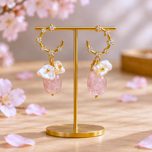 Boucles d'Oreilles florales – Cristaux, Nacre et améthystes