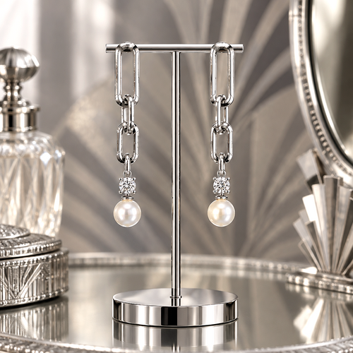 Boucles d'Oreilles Éclat de Nacre en Argent 925 – Élégance Contemporaine