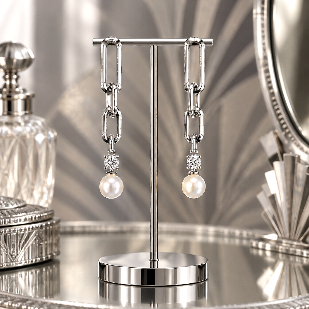 Boucles d'Oreilles Éclat de Nacre en Argent 925 – Élégance Contemporaine
